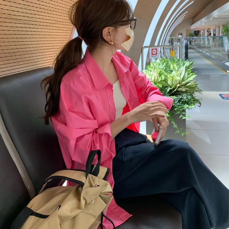 

Spring Autumn Dragon Fruit Colored irt Women's 2025 New Outerwear Ele Commuting Maturi High-End Feeling Top