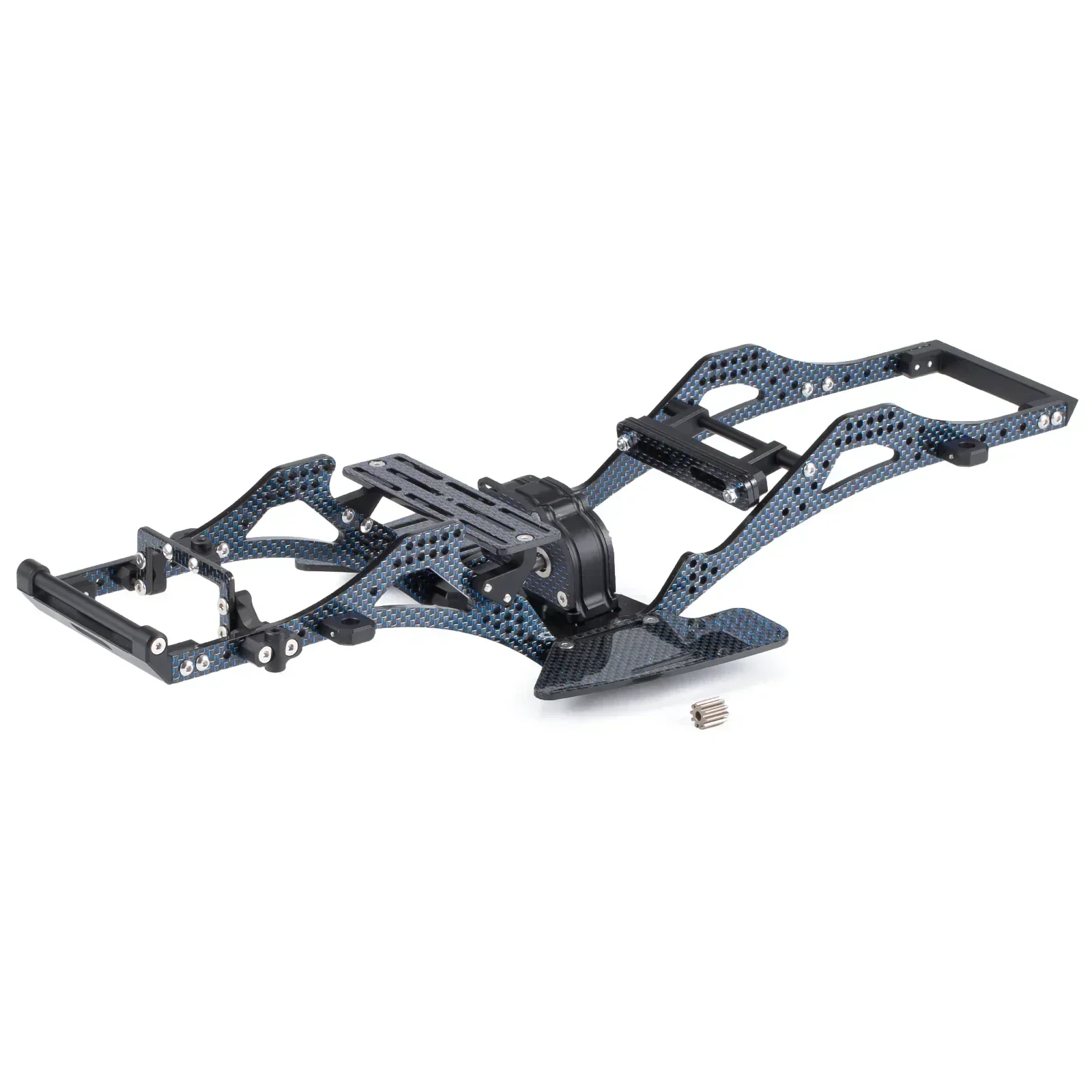 H3 1/10 LCG Chassis Kit, 9 in 1 Gloss Carbon Fiber LCG Frame with Gearbox Cab Hinge for 1/10 RC Crawler Cheater Rigs SCX10 Capra