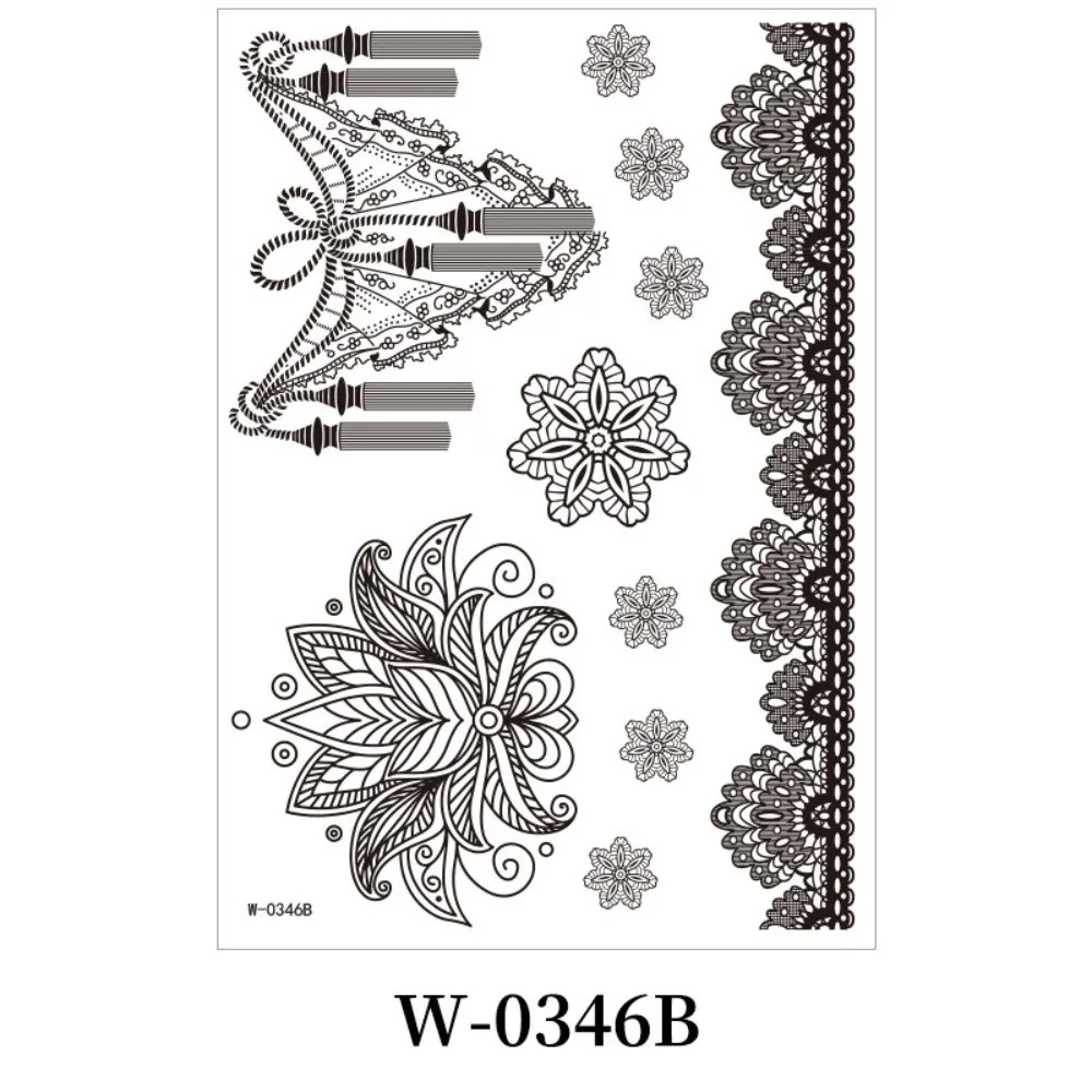 Black Mehndi Stickers Henna Tattoo Stickers Legs Arm Wedding Tool Black Henna Tattoo Decals Lace Fake Tattoo India Flower