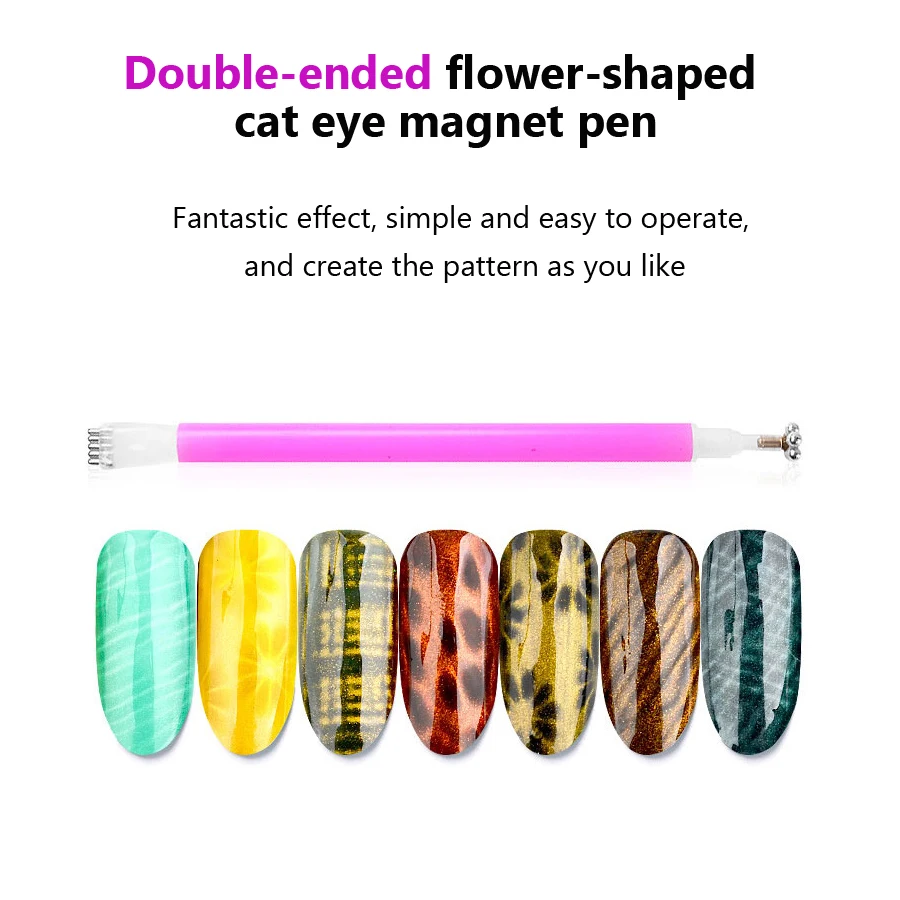 Duplo Ímã Vara para Gel unha polonês, Linha 3D Strip, Efeito Flores, Nail Art