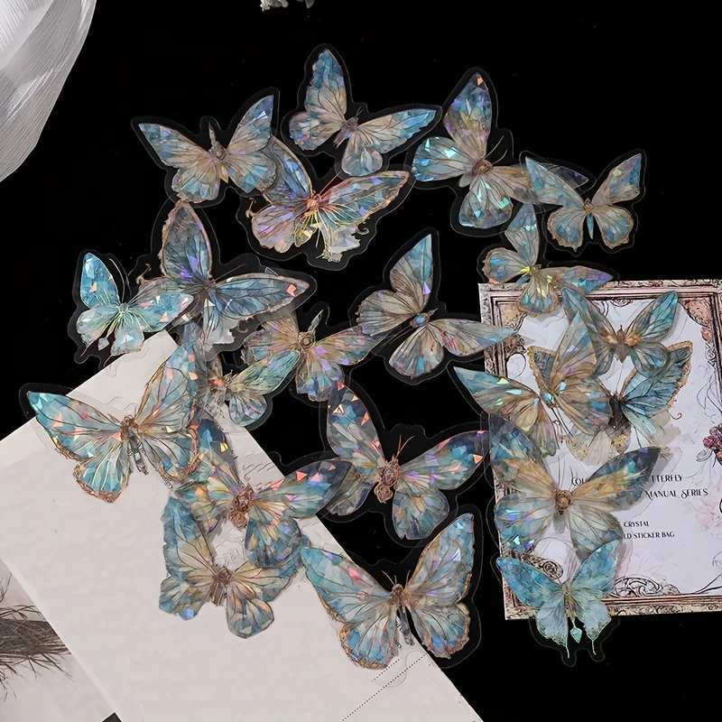 20 Pcs Butterfly Cut Stickers Pack DIY Handmade Adhesive Decorative Sticker for Junk Journal Creative Stationery Supplies image 3