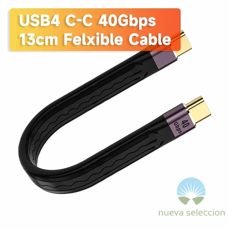 FPC 플랫 USB C 타입 유연한 짧은 미니 케이블, 맥북용 충전 데이터 짧은 케이블, 보조 배터리 USB4, 40gbps, USB3, 10Gbps, 13cm