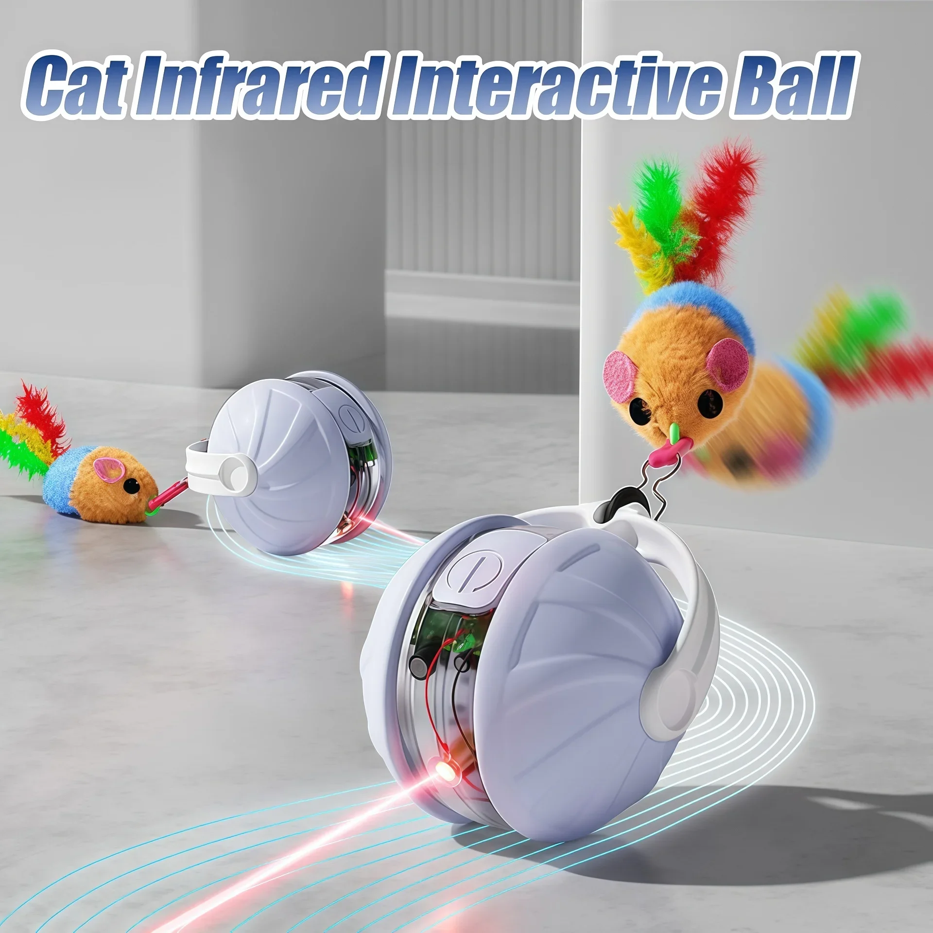 

Upgraded Cat Interactive Ball Toys Infrared Automatic Rolling Ball Tail Rechargeable Smart Pet Toy Cat Training Imitate Mouse