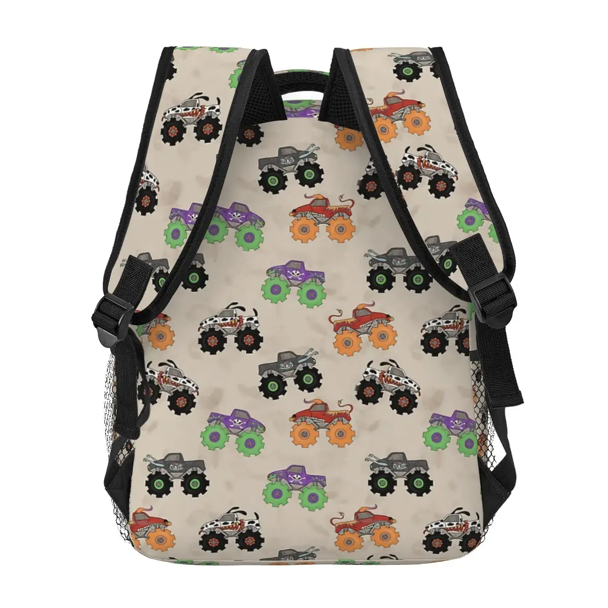 Imagem -04 - Monster Trucks Bonito Mochila para Homens Mulher Livros Mochila Escola Feminina