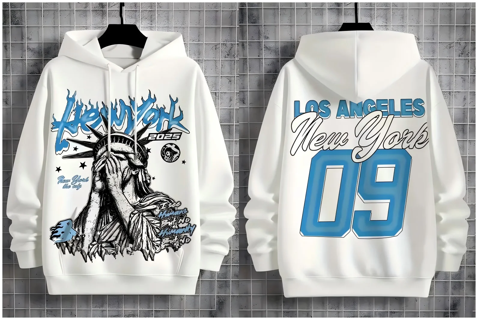 

Fashionable new men's autumn Statue of Liberty print soft and comfortable hooded sweatshirt outdoor street style top 25-26