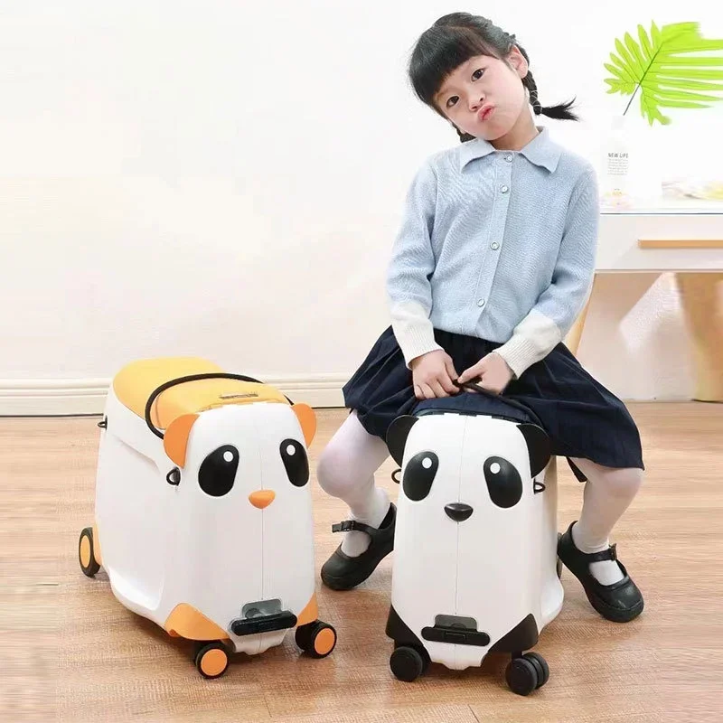 Children's trolley luggage, cartoon cute tide, walking baby can ride, children boarding luggage, stroller, lazy baby travel bag