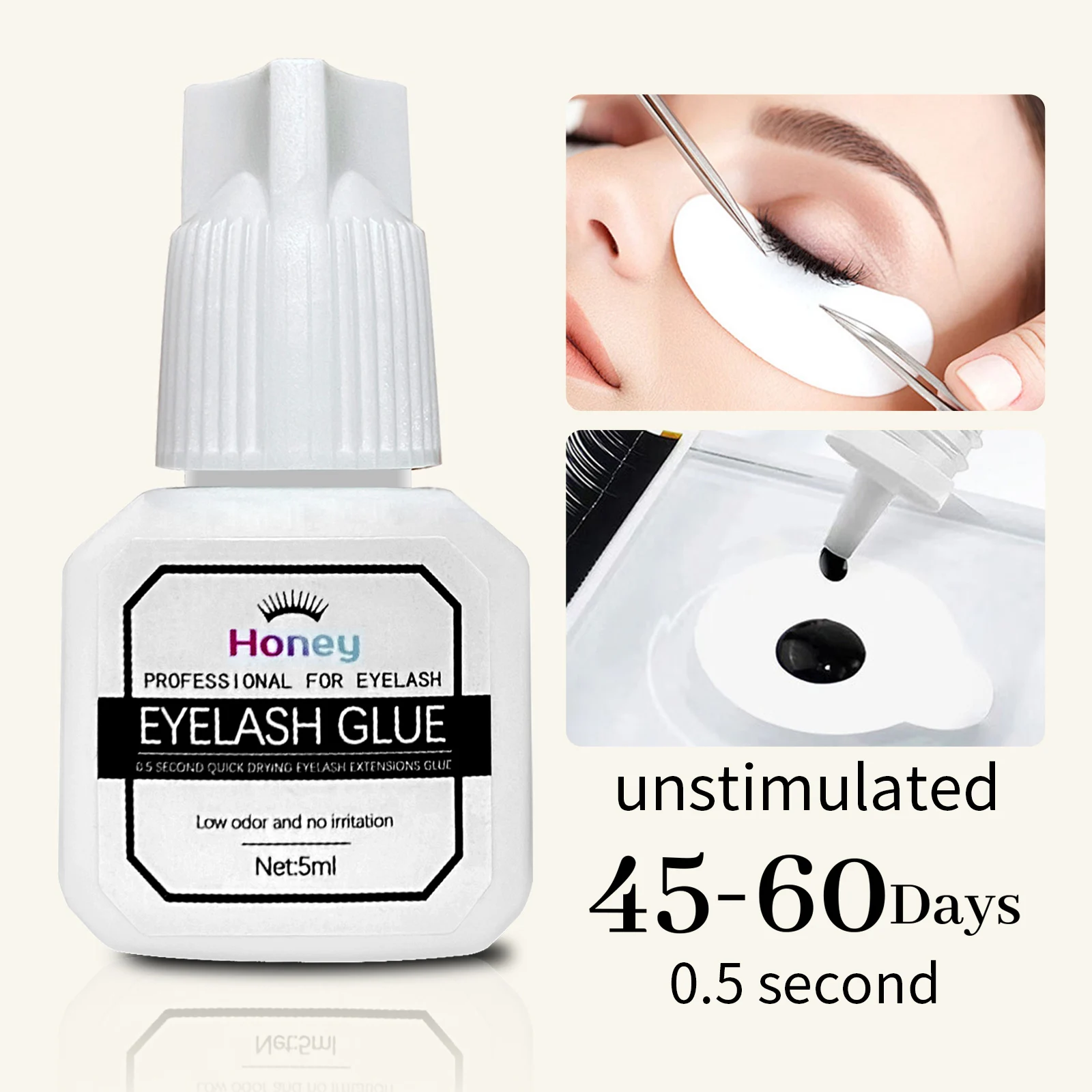 Salonowy klej do rzęs 5 ml Klej 0,5 sekundy Trwa 45-60 dni Wodoodporny, olejoodporny