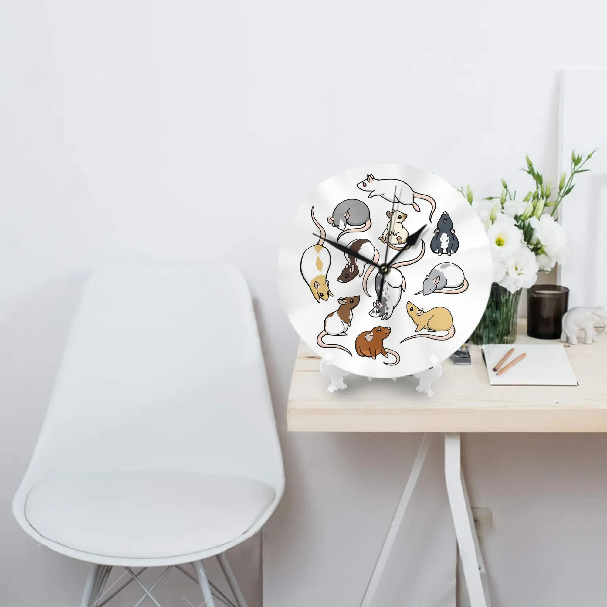 

Настенные часы с крысами, украшение комнаты, бесшумные круглые часы для спальни, гостиной, кухни, дома