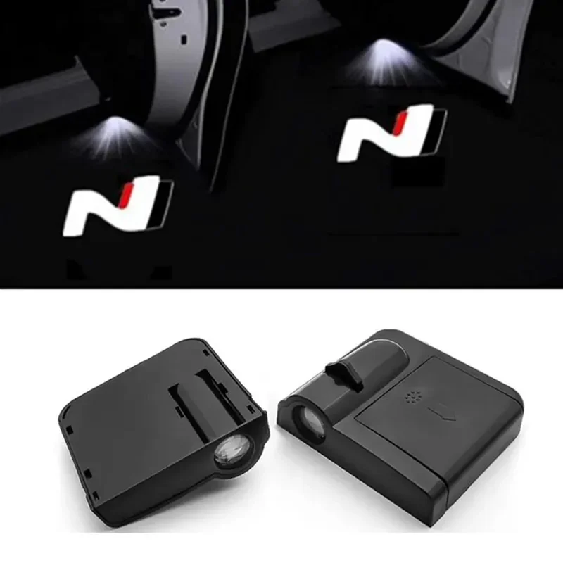 2PCS For Hyundai N NLINE i30 i30n Kona Santa Elantra Tucson SOUL Logo Led Car Door Welcome Lights Laser Projector Decor Lamps