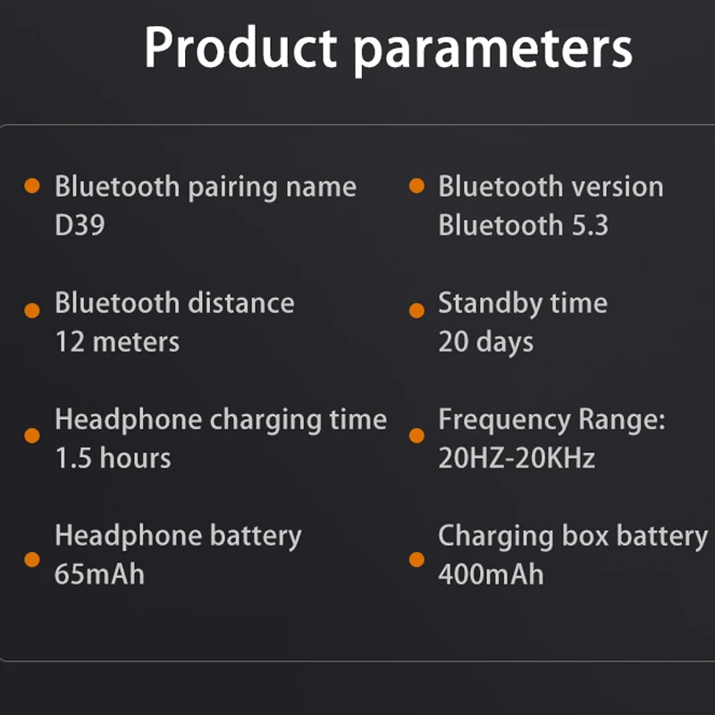 DMOOSTER D39 سماعات أذن على الأذن لاسلكية حقيقية مزودة بتقنية البلوتوث سماعات أذن لاسلكية من النوع المفتوح غير داخل الأذن موضة الشباب والشباب #4