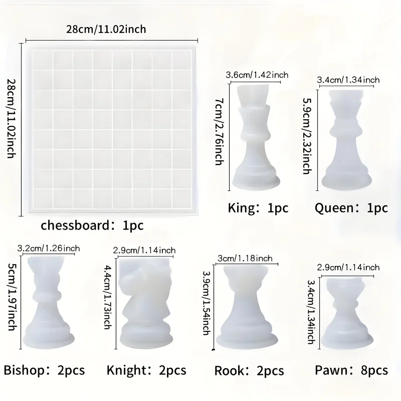11Chessboard16Resin 실리콘 몰드 세트, 3DChess 수지 실리콘 몰드, 크리스탈 에폭시 수지 주조 체스 몰드, epo 제작에 적합 썸네일 4