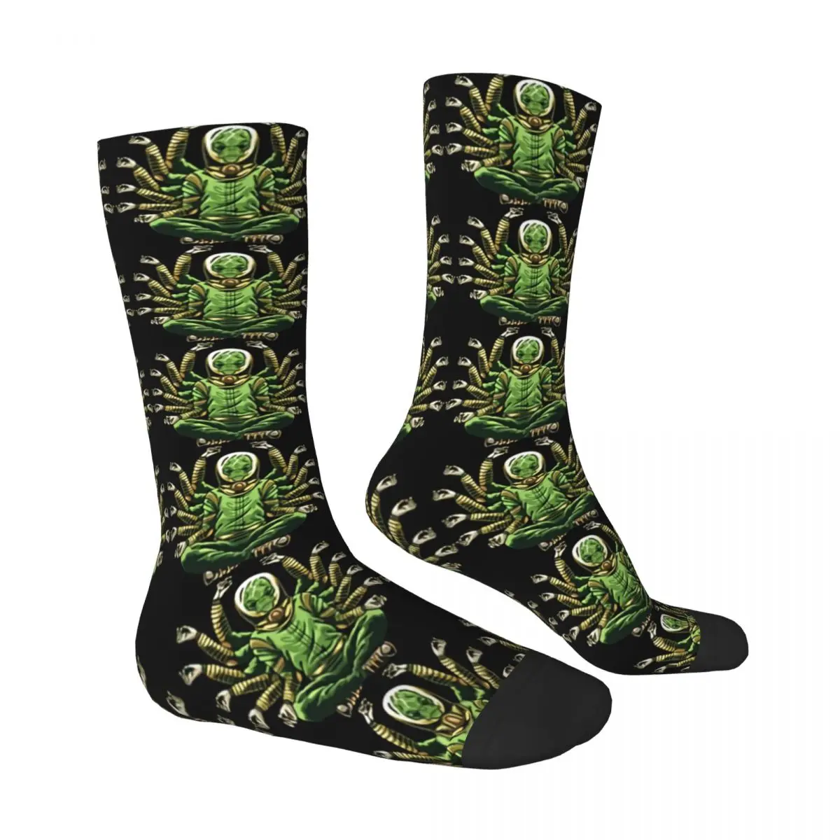 Hip Hop Retro Buddha Alien Doing Yoga Crazy Men's Socks Alien Unisex Harajuku Pattern Printed Novelty Happy Crew Sock Boys Gift