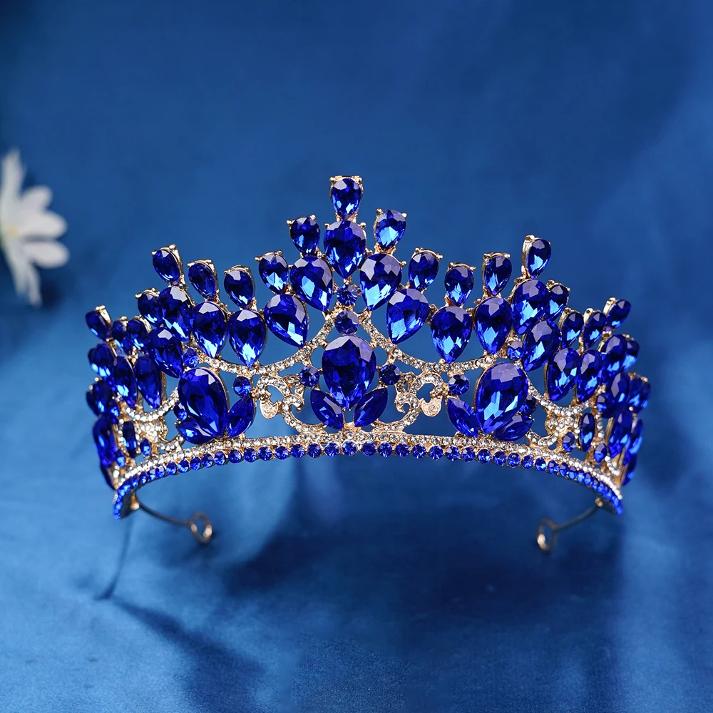 المبيعات الساخنة متعدد الألوان التيجان الطرف والتيجان للنساء كريستال الأميرة تاج حجر الراين الشعر مجوهرات أغطية الرأس وصيفه الشرف