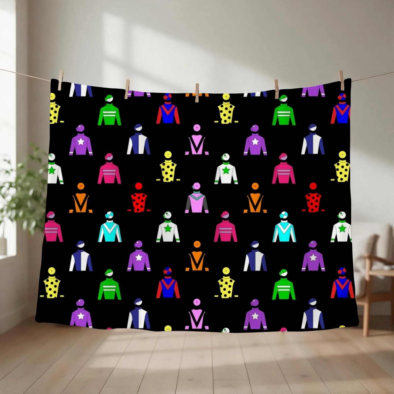 Horse Racing Jockey Silks Throw Blanket for sofa Flannel anime Plush Blankets