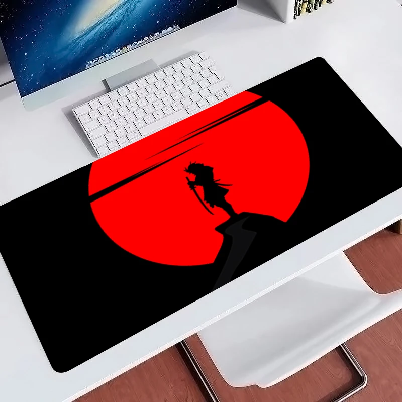 Gamer Mouse Pad Rubber Computer Accessories Black and white Japanese style Mousepad Cool Carpet Anime samurai Extended Desk Mat