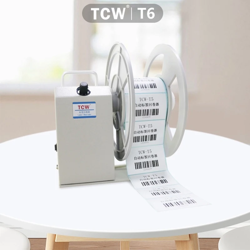 

TCW-T6 Fully Automatic Paper Reel Barcode Machine Label Rewinder Two-Way Rewind Labeling Machine Rewinding Machine 110V/220V