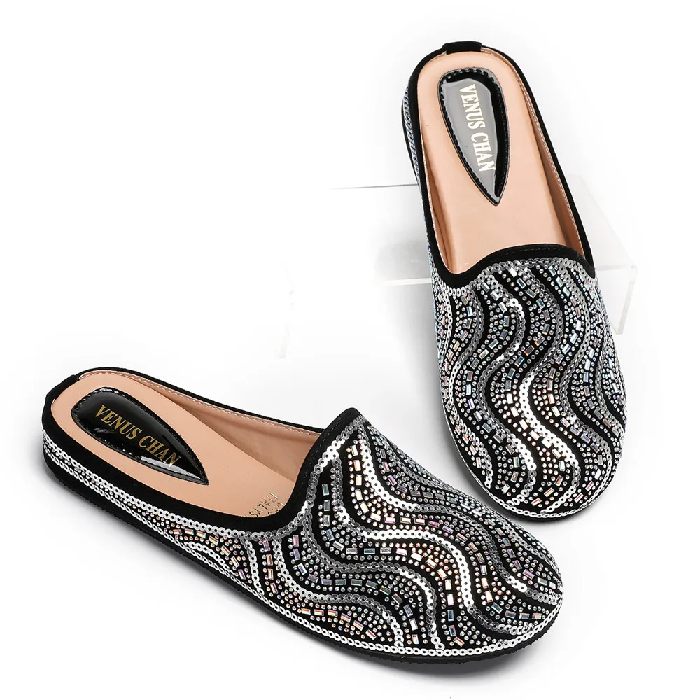 Hot Selling Newest Italian Women's Shoes Decorated Rhinestone Shoes Luxury Shoes Women Nigerian Ladies Party Flat Shoes