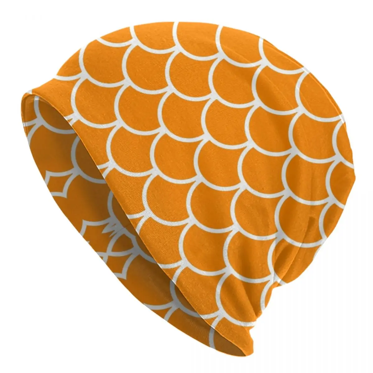 Orange Mermaid Fish Scales Pattern Bonnet Hats Fashion Knitted Hat For Women Men Autumn Winter Warm Skullies Beanies Caps