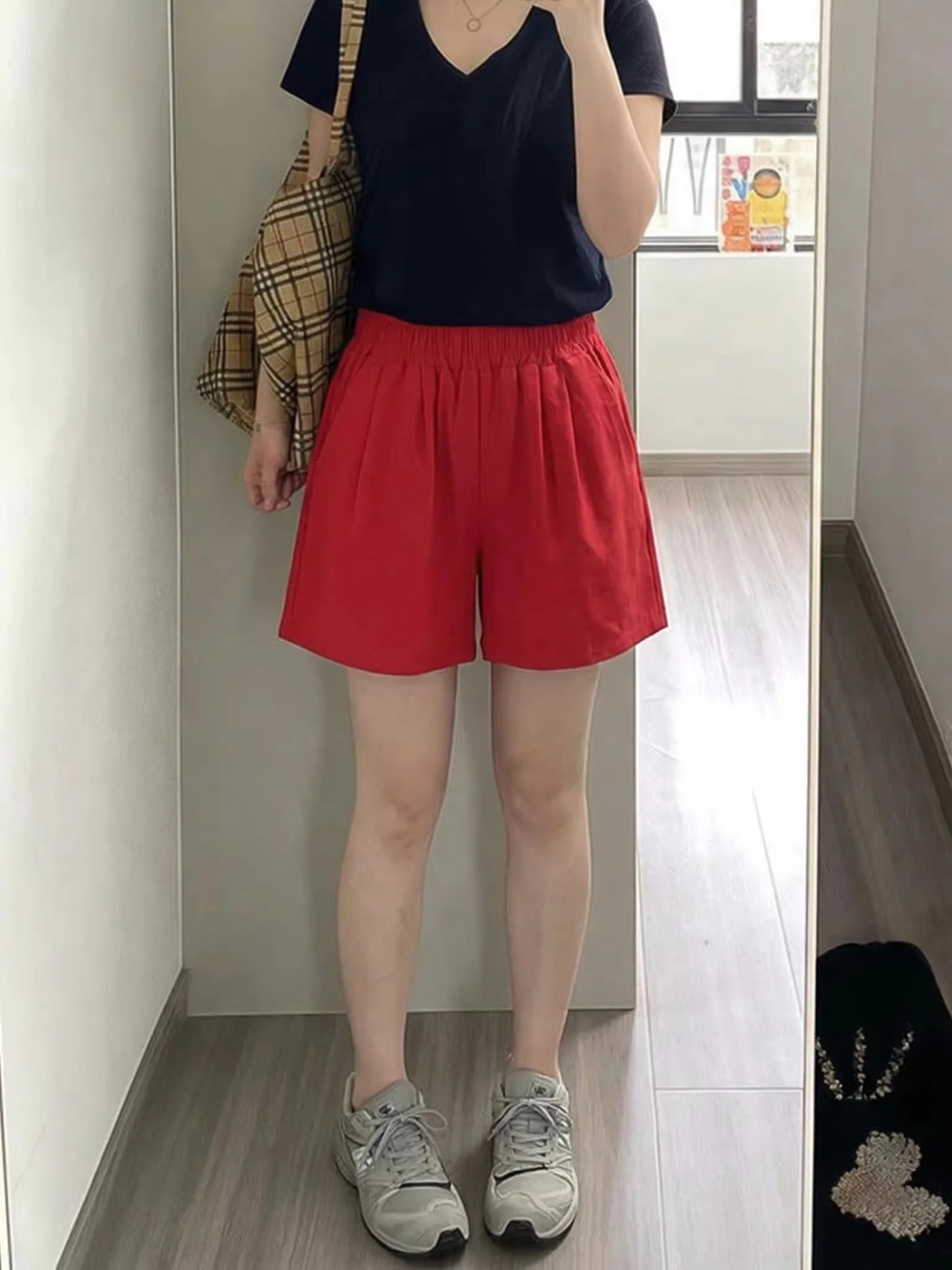 plus Size Women's Linen Shorts High Waist Loose Fit Lightweight Summer Casual Pants A-Line Wide Leg Commute Style Pure Color