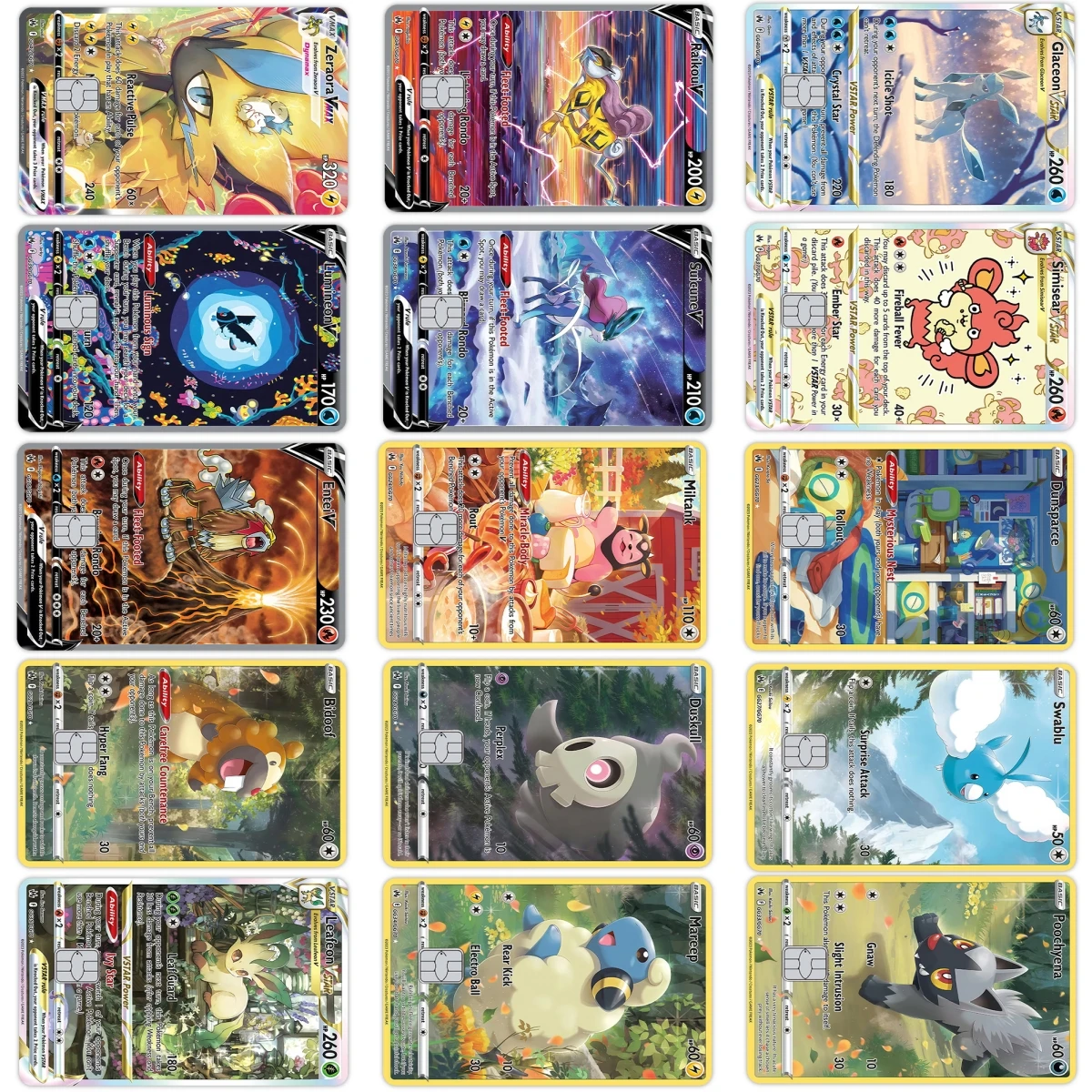 

Cartoon Pocket Monsters Simsear Entei Leafeon Raikou Anime Diy Credit Debit Card Stickers Decal for Small Big No Chip Film Skin