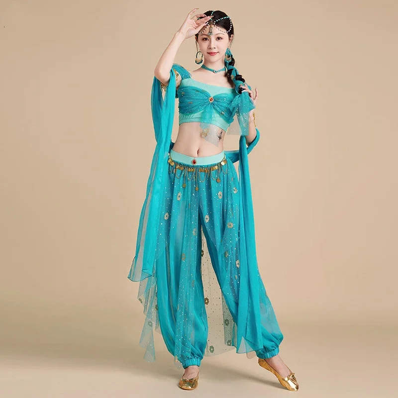 大人用フェスティバルアラビアンプリンセスベリーダンスコスチュームセット女性インドボリウッドダンスハロウィンジャスミンコスプレプリンセスファンシー