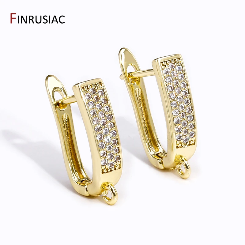 18K Gold Plated Brass Shvenzy Earwire Hooks For DIY Women Handmade Cubic Zirconia Earrings Making Accessories Findings