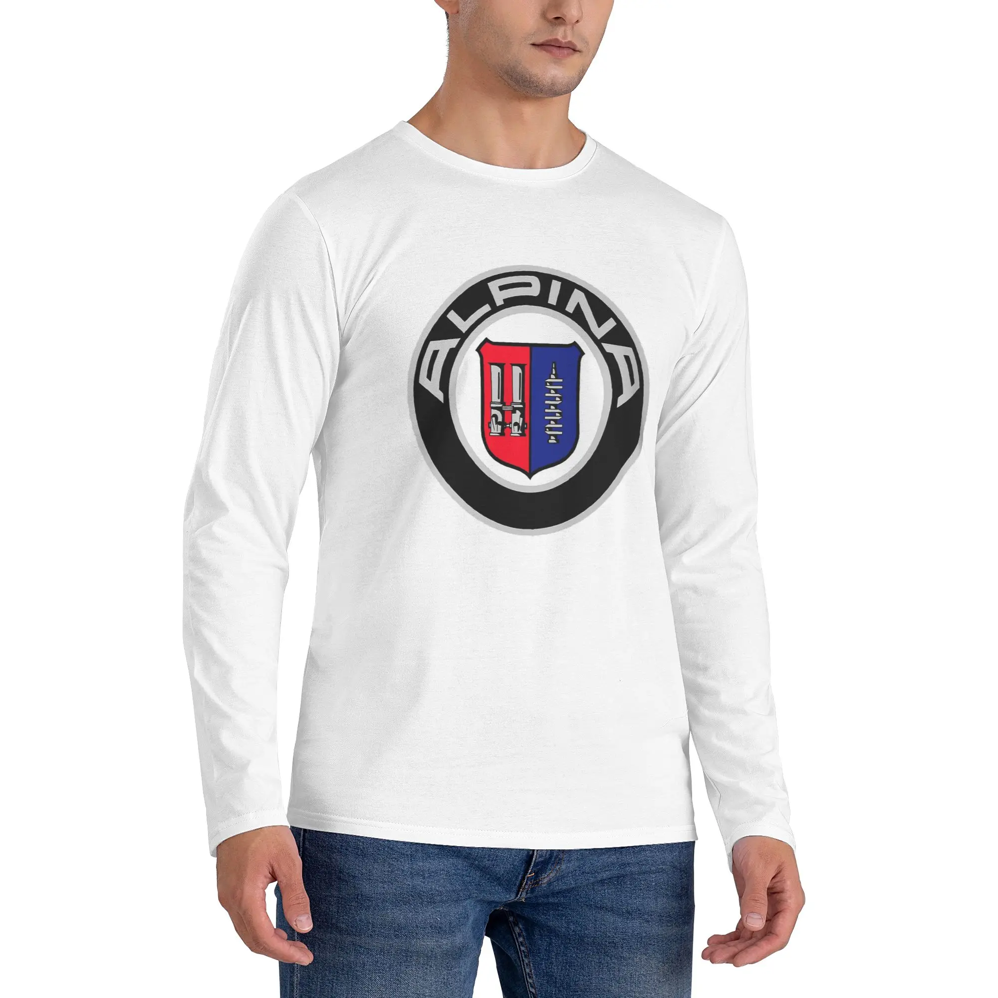 

Alpina - мужская футболка с длинными рукавами и логотипами классических автомобилей, дышащие футболки с круглым вырезом, весенние и осенние мужские топы
