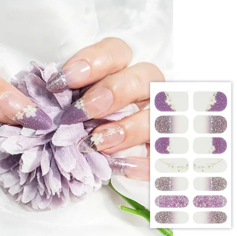 Filme de óleo para unhas gradiente, adesivo completo para manicure, flor, amor, borboleta, assar, gel grátis, decorações para arte em unhas