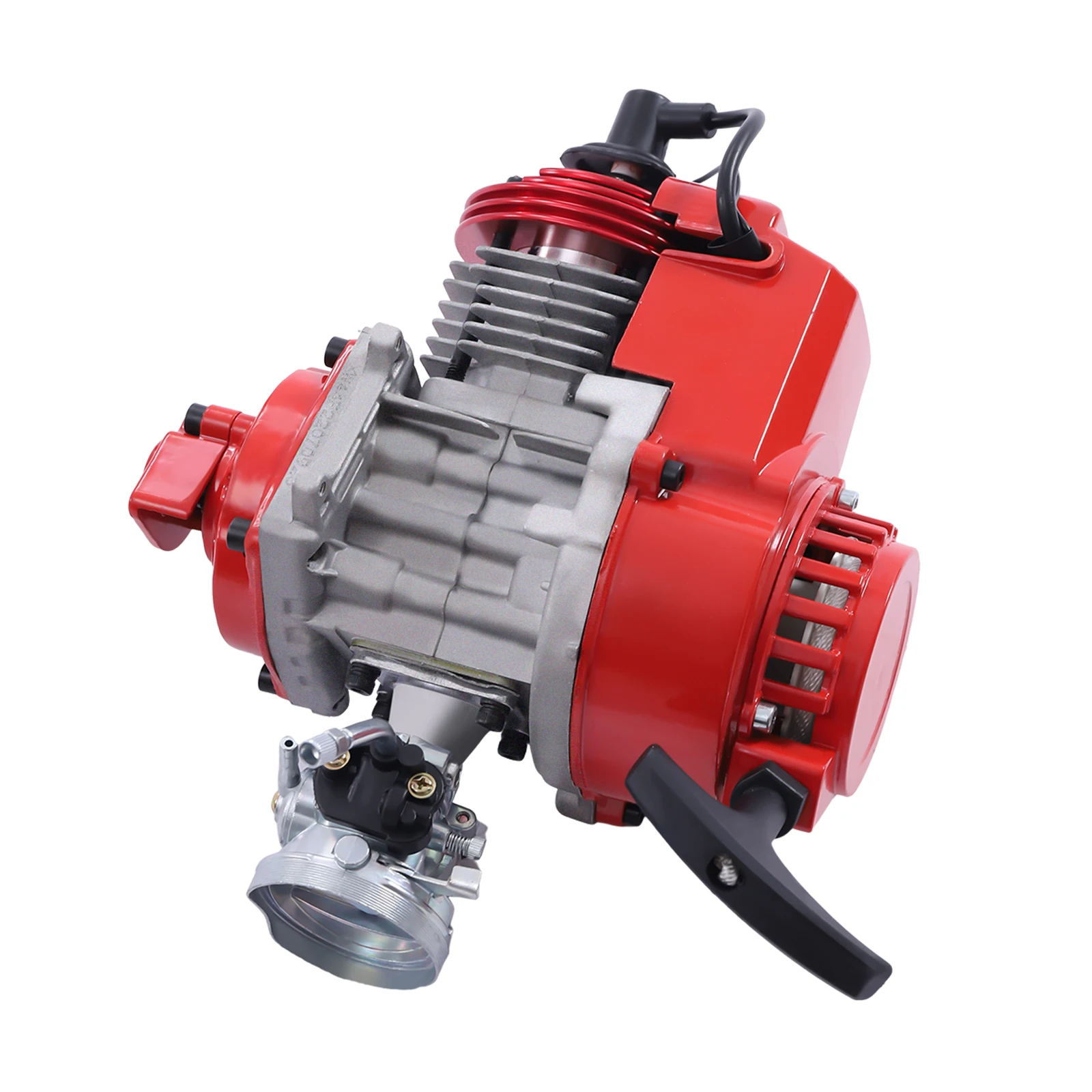 

49cc 2-Stroke Pull Start Engine Motor Kit 6 Teeth 25H Sprocket with Air Filter Throttle Cable Grips for Pocket Bike Mini Dirt Bike ATV Scooter Red