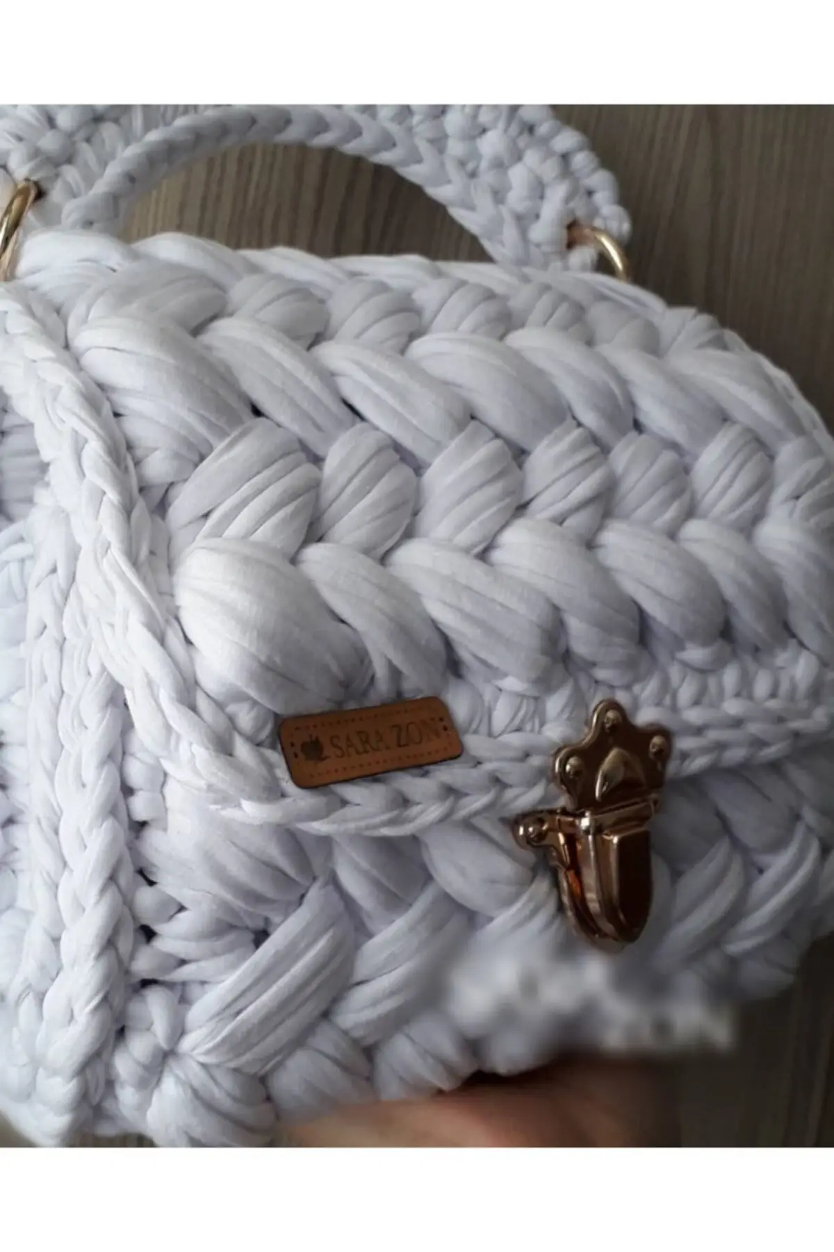 

Uras Combed Cotton Rope Handmade White-Knitted Shoulder Bag Women bag Shoulder Bag Handmade