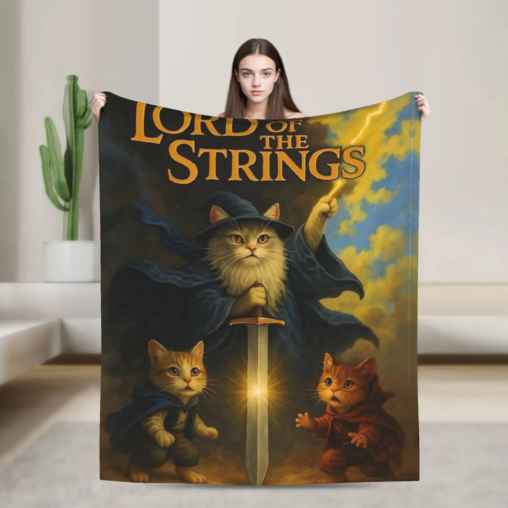 

Фланелевое одеяло Cat L-Lords Of The R-Rings, забавные пледы для кровати, дивана, 150*125 см, покрывала