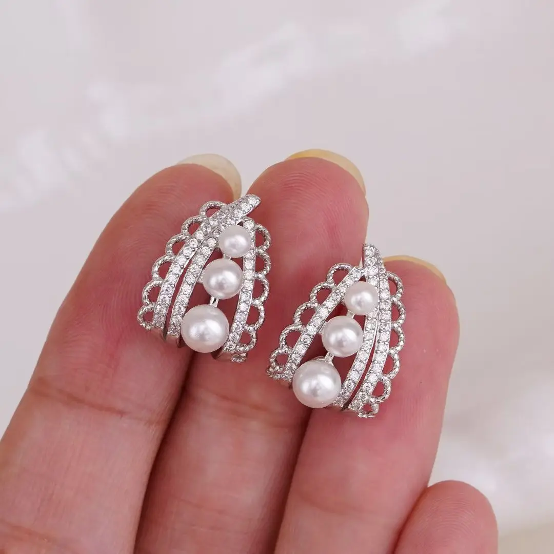 

Серьги из стерлингового серебра 925 пробы, базовые крепления, крепления для ювелирных изделий, аксессуары для жемчуга 3-5 мм, 3 пары/лот