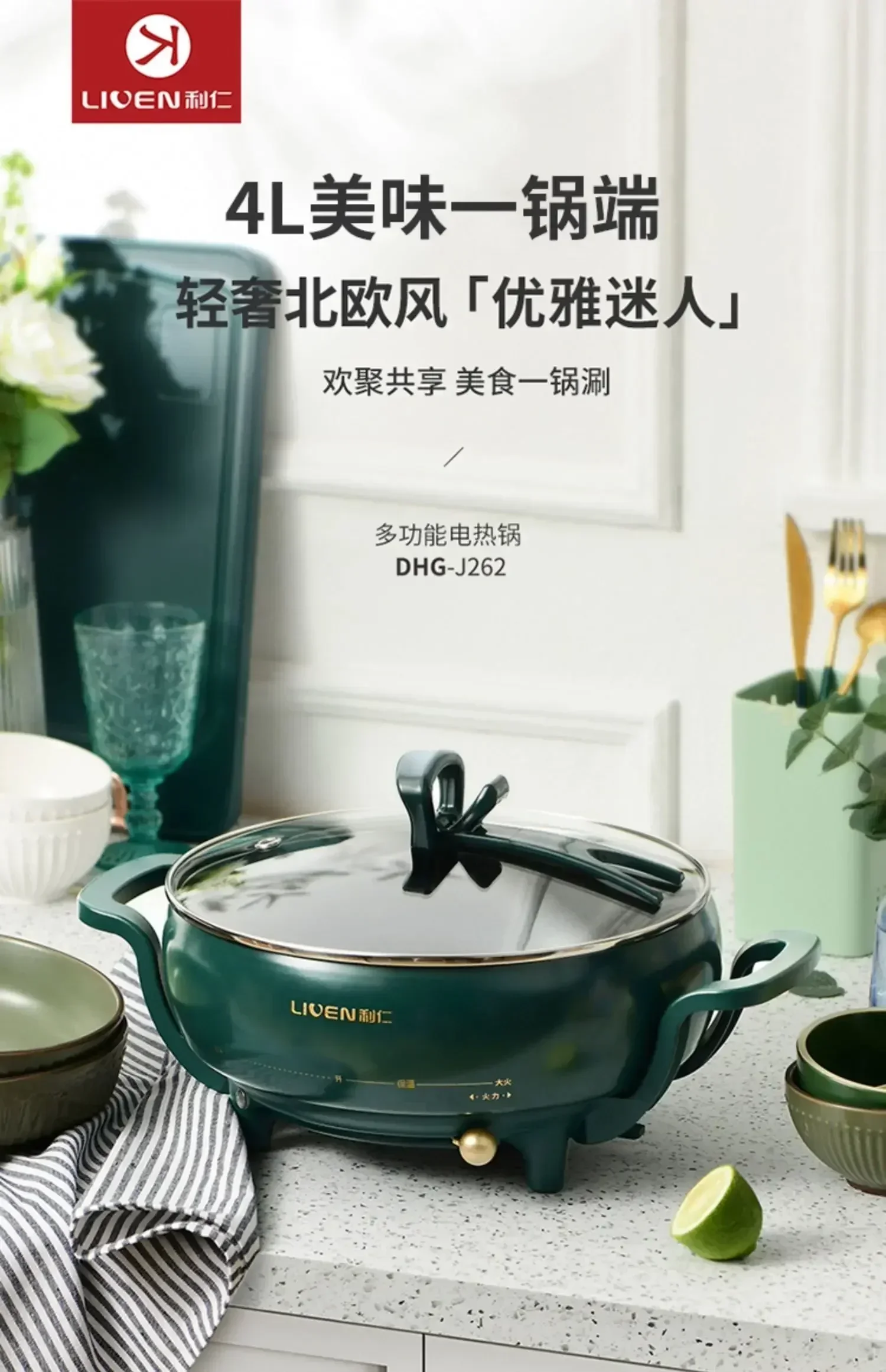 Liren Electric Hot Pot Household  Cooking Boiler  Multi functional Machiine Electric Frying Pot  Special Hot Pot