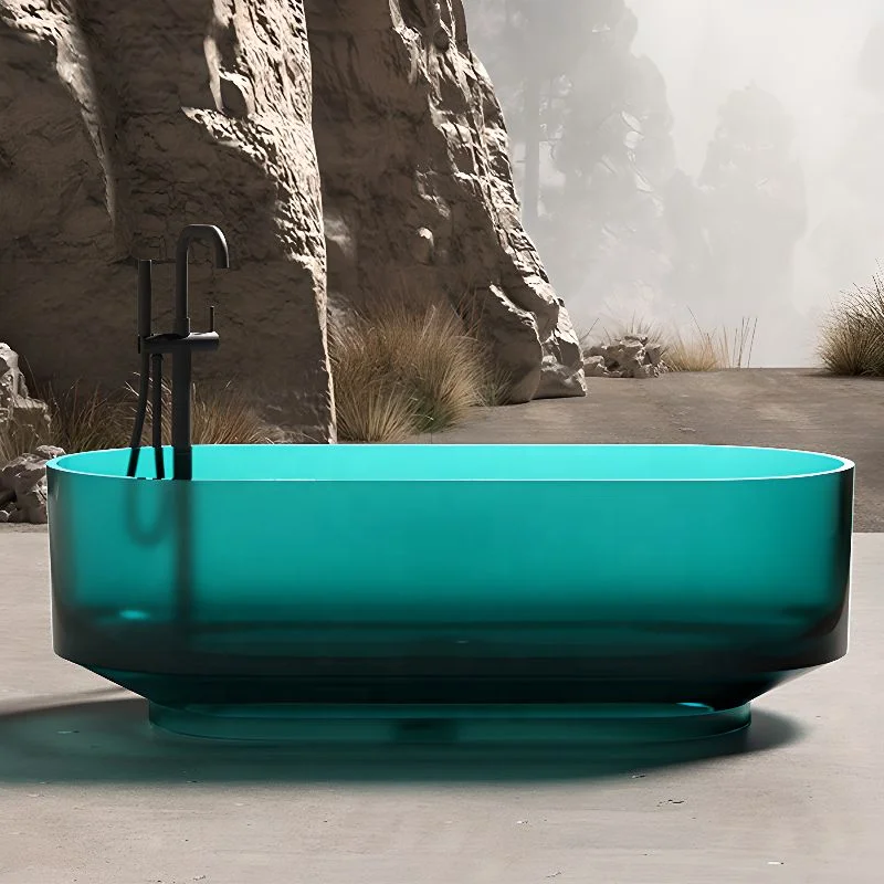 Hotel Colourful Resin Crystal Bathtub Bathroom Luxury Solid Surface Soaking Bathtub