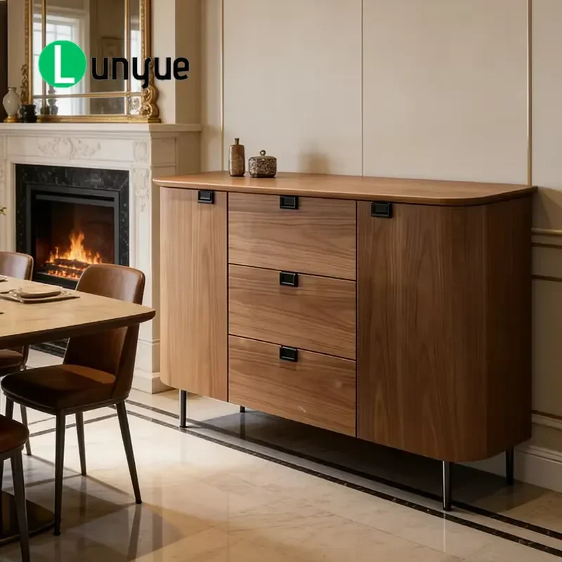 Italian Solid Wood Dining Side Cabinet Retro Medieval Style Multi Functional High Storage Locker For Living Room Porch
