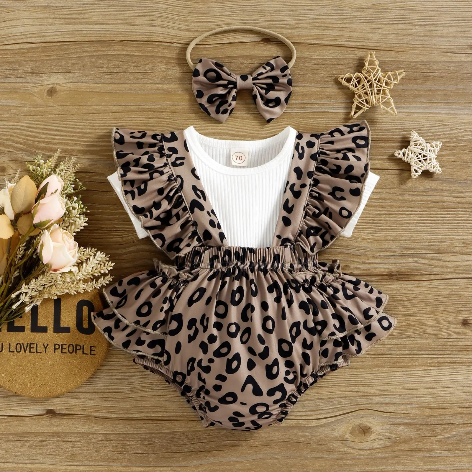 Summer Baby Short Sleeve + Leopard Print Suspenders Wrapped Pants Girls Clothing Toddler Girl Clothes  Baby Girl Clothes