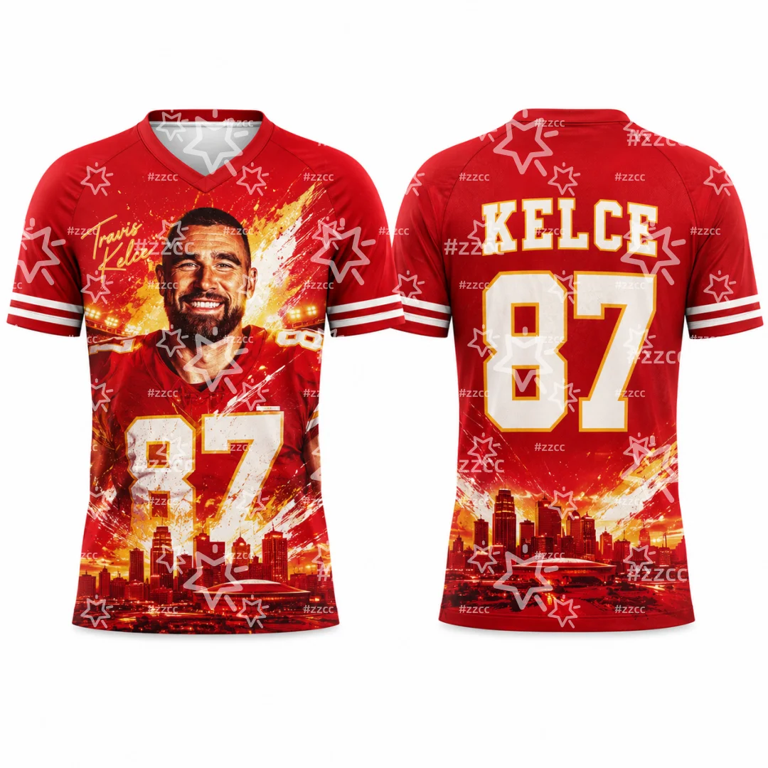 2026 Travis Kelce #87 Rugby Jersey American Football Shirt Quick Dry Sport Uniform Men Women Adult Fan Daily Game Day Tops