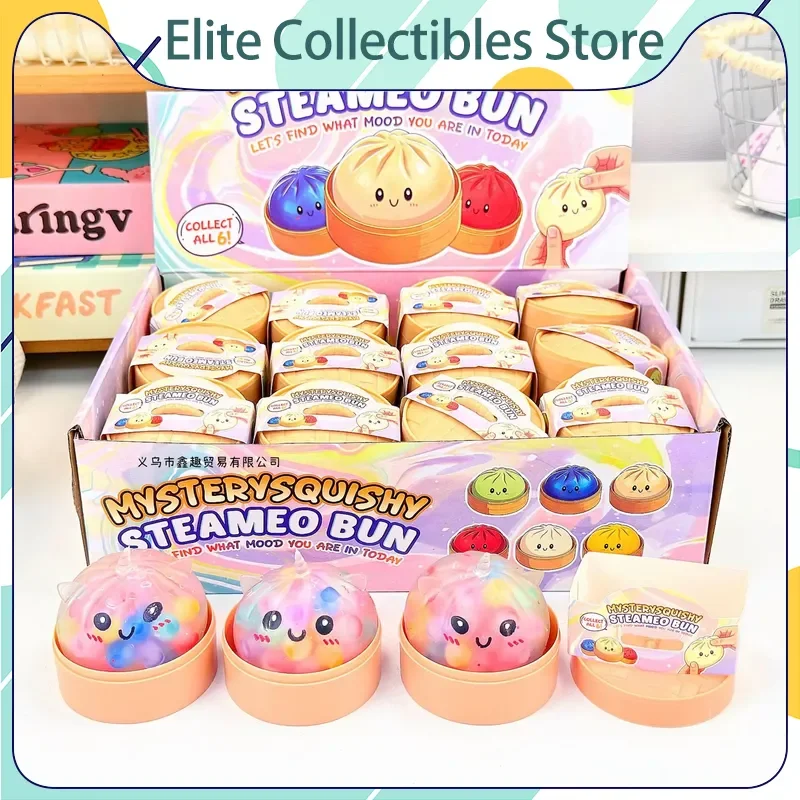 Mystery Squishy Steamed Bun Toy Slow Rising Stress Relief Squeeze Toy With Steamer Basket Cute Bao Bun Fidget Toy For Kids Adult