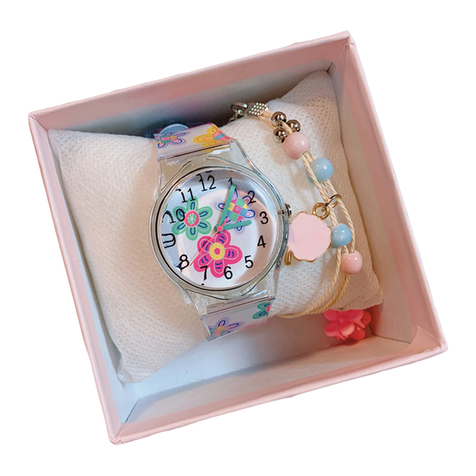 Kids Quartz Watch Girls Time Machines with Flower Dial and Silicone Strap for Time and Schedule Organize