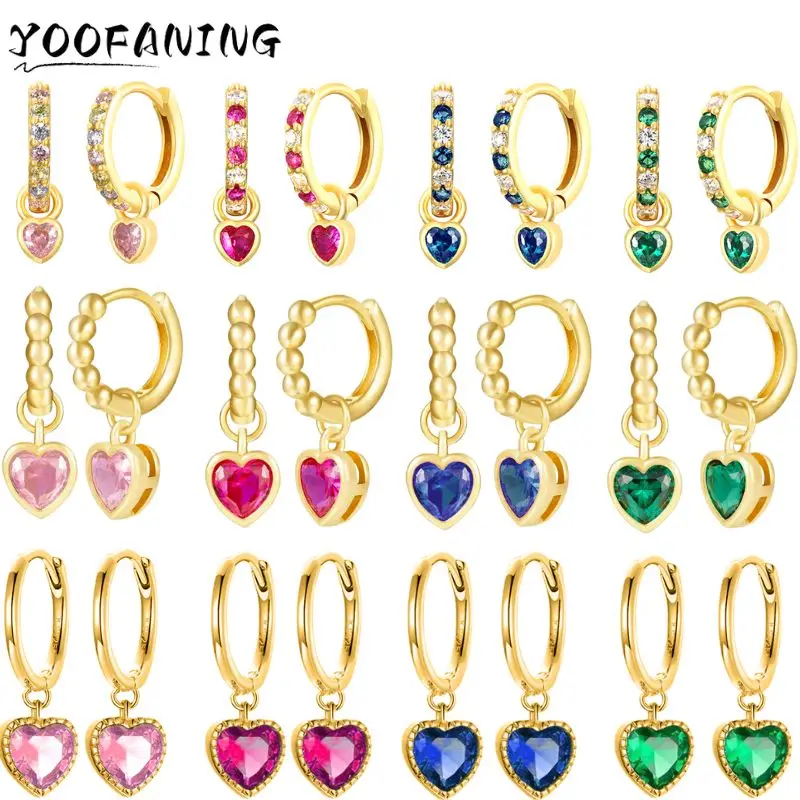 

925 Sterling Silver Needle Niche Design Exquisite Small Colorful Heart-shaped Earrings Pendant Luxury Fashion Earrings Jewelry