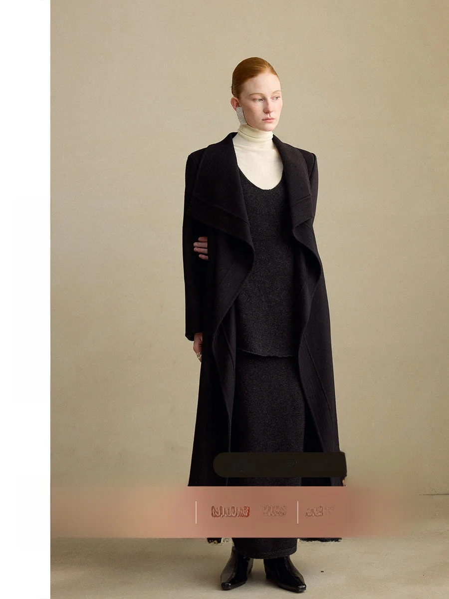 

Шерстяной пиджак Ele Bla в корейском стиле, удлиненный, для повседневной носки, средней длины, для женщин, осенний сезон, модный тренд