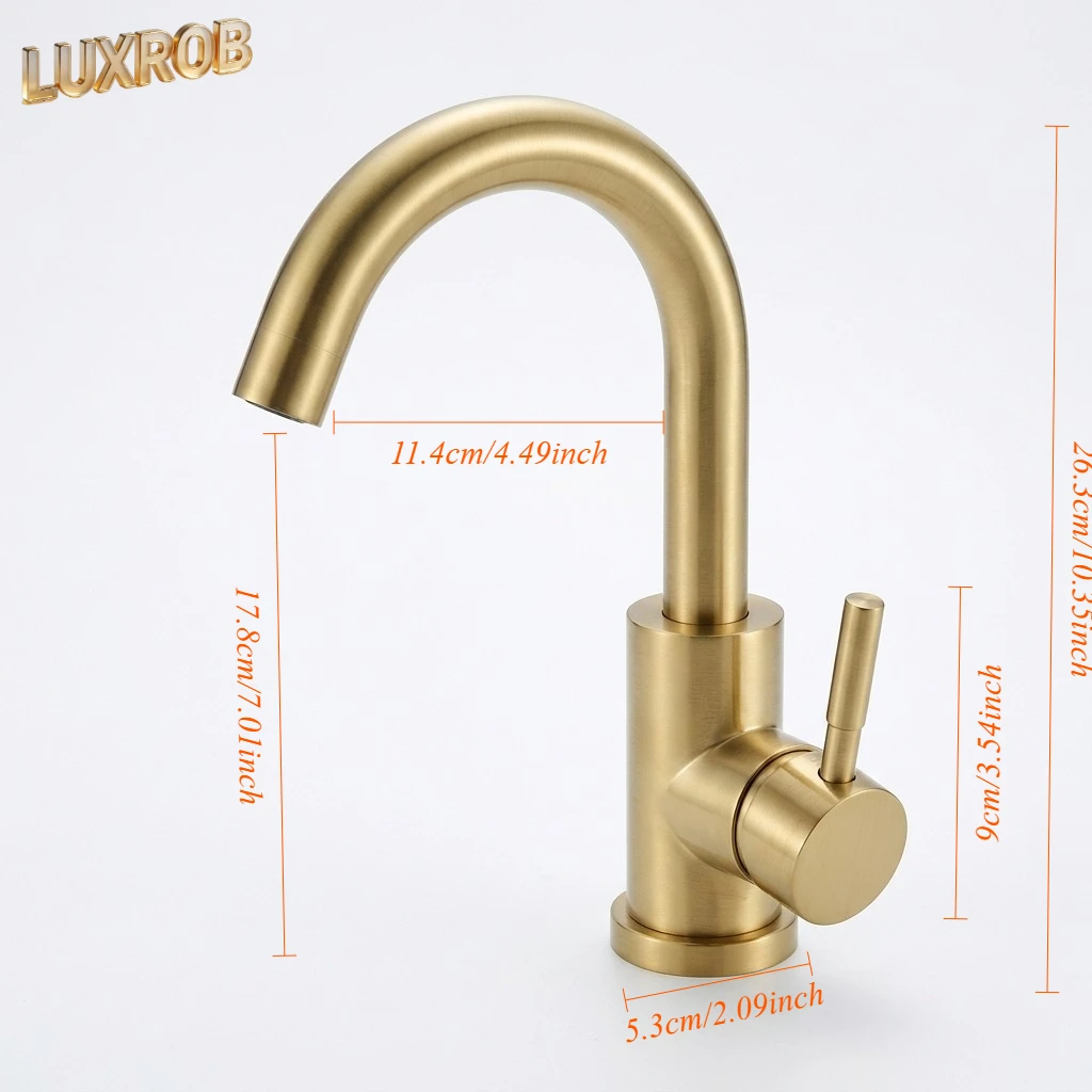 2026 New Arrival Light Luxury Gold Bathroom Basin Faucet Modern Stainless Steel Hot & Cold Water Mixer Tap for Vessel Sink