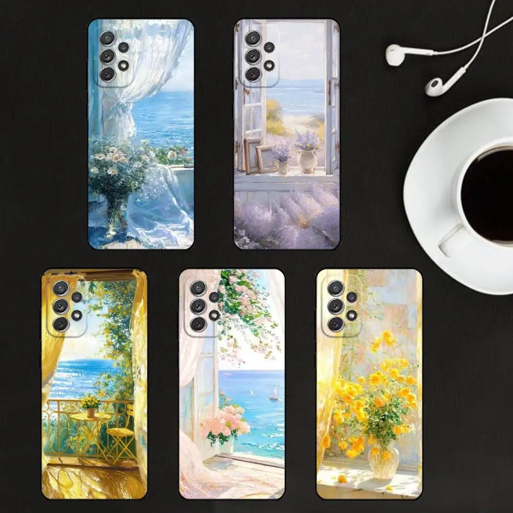 

Sun-Kissed Window Blooms Phone Case For Samsung S25,S24,S21,S22,S23,S30,Ultra,S20,Plus,Soft Black Shell