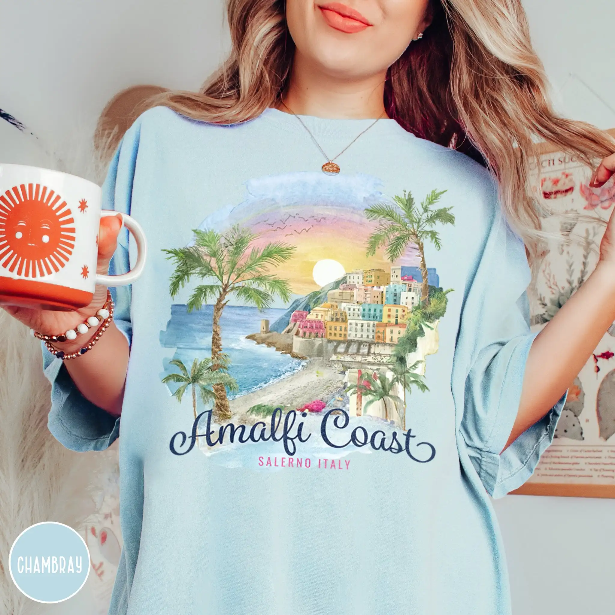 Amalfi Coast T Shirt Positano Italy Vacation Gift Comfort Colors Sorrento Crewneck Lover Italiano