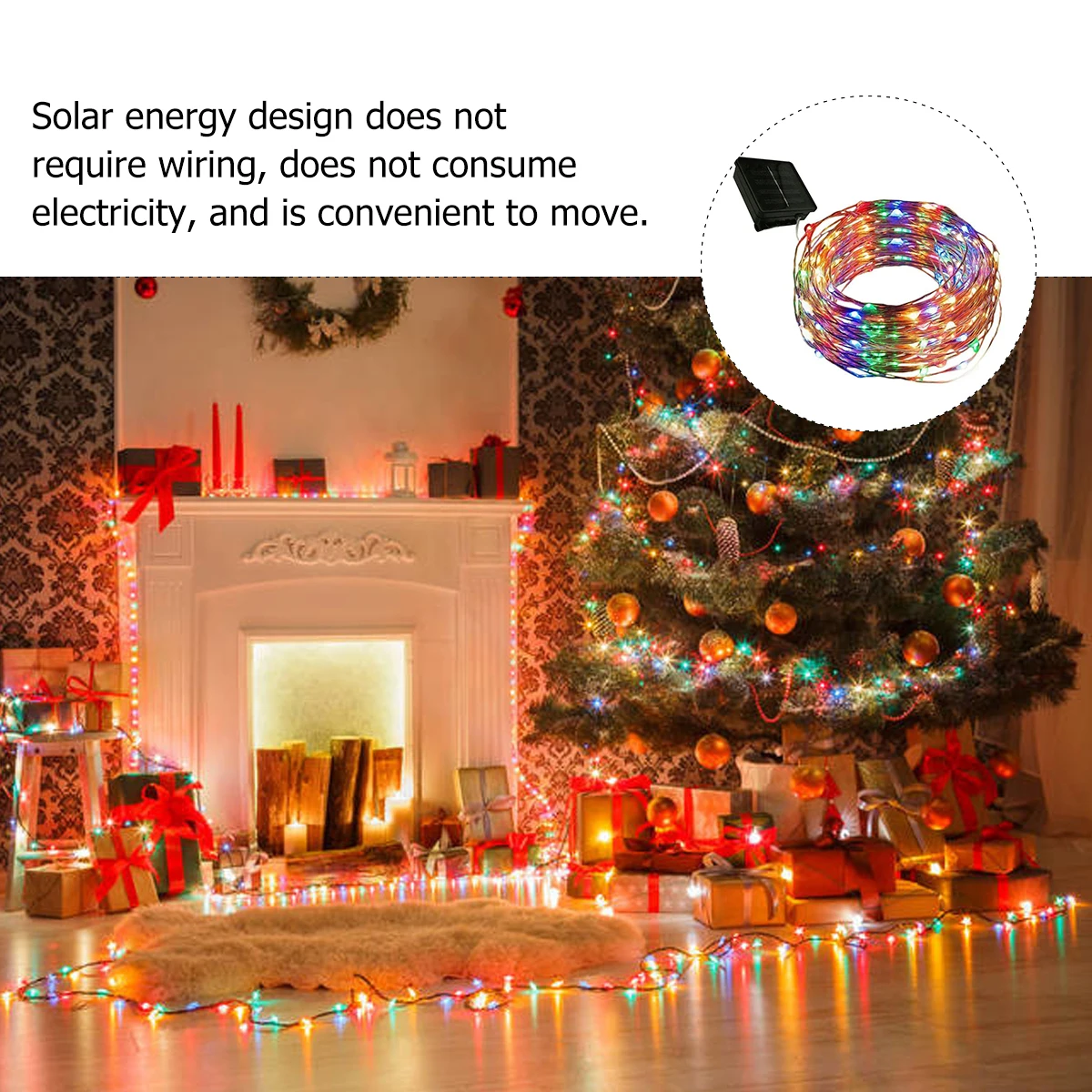 LED Light String Solar Power Lights for Outdoors Garden Powered Plastic Decor Hanging