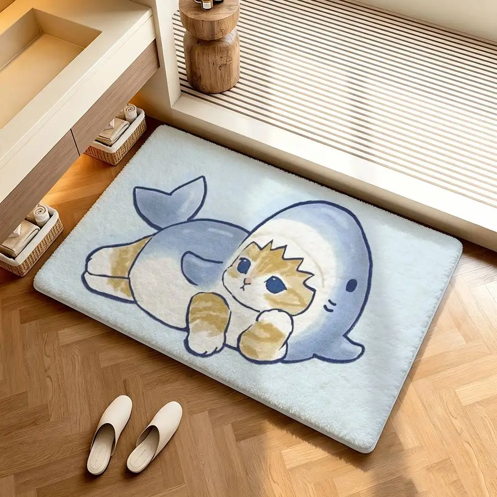 M-Mofusands Cute C-Cat  Shower Room Absorbent Small Floor Mat Soft Comfortable Decorative Foot Mat