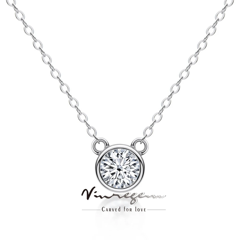 

Vinregem Passed Test 3EX VVS1 D Color 1CT Real Moissanite Diamond Pendant Necklace 18K Gold Plated 925 Sterling Silver Jewelry