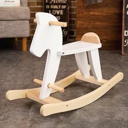 LazyChild New Children's Rocking Horse Safety Rocking Horse Nordic Style Pure Wooden Wooden Horse Baby Toy Birthday Gift 2023