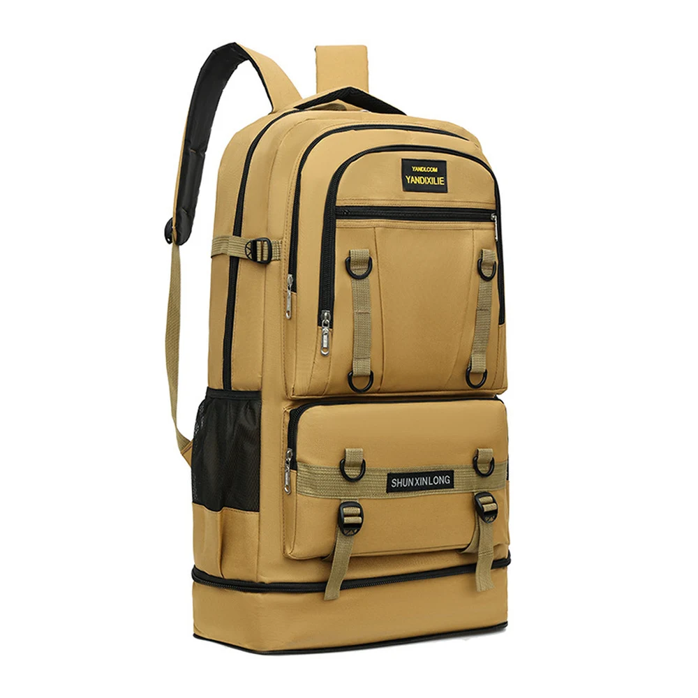 Expandable Nylon Hiking Backpack with Front Flap Pockets and Adjustable Shoulder Straps Large Travel Camping Luggage Daypack