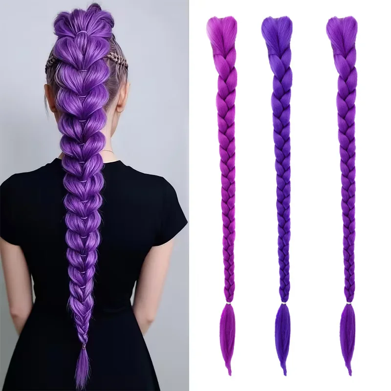 

Плетеный парик в готическом стиле - женские темно-фиолетовые вьющиеся волнистые синтетические волосы | элегантная готическая прическа, подходящая для Хэллоуина,